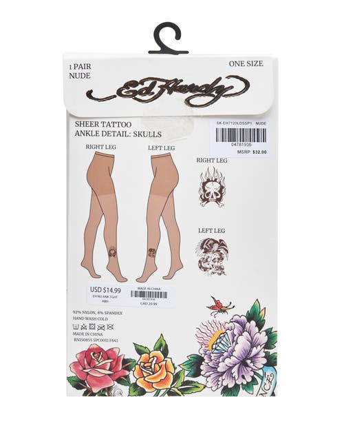 Ed Hardy Womens Skull Tattoo Tights 1-pack In Brown