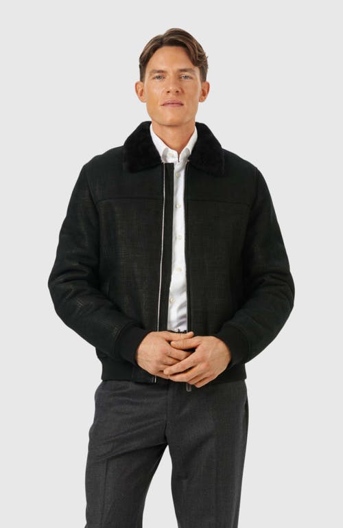 Gorski Merino Shearling Lamb Bomber Jacket In Black