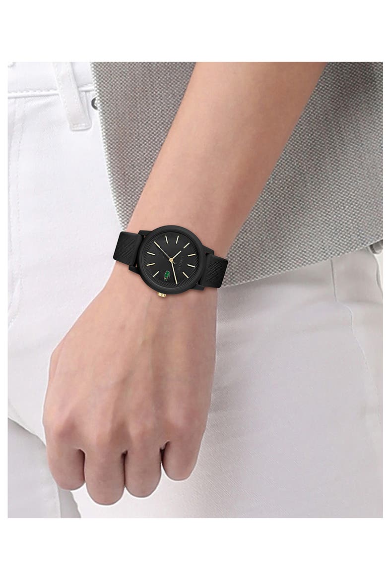 12.12 Silicone Strap Watch, 42mm, Alternate, color, BLACK