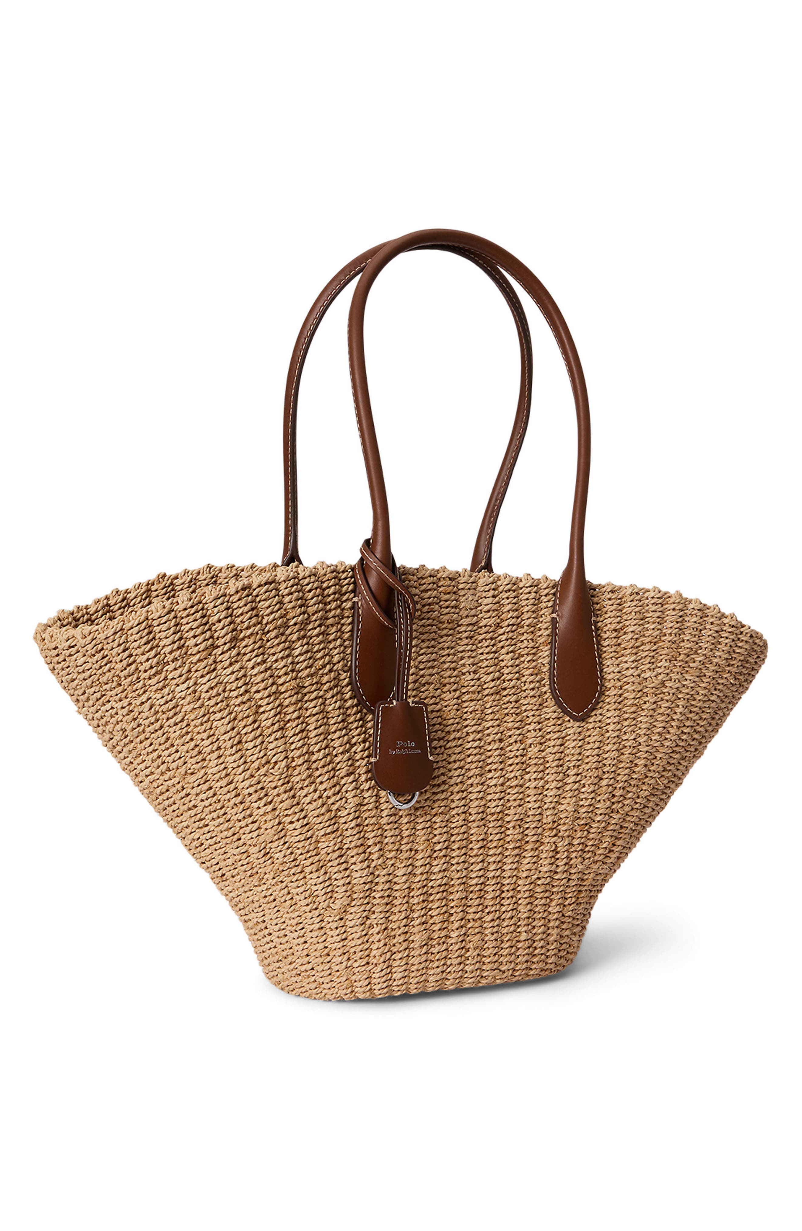 Polo Ralph Lauren Bellport Raffia Basket Tote, Alternate, color, Natural/ Cuoio