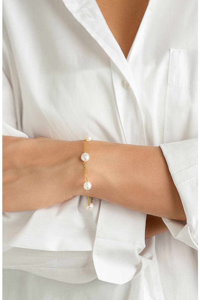 Freshwater Pearl Water Resistant Station Bracelet, Alternate, color, GOLD