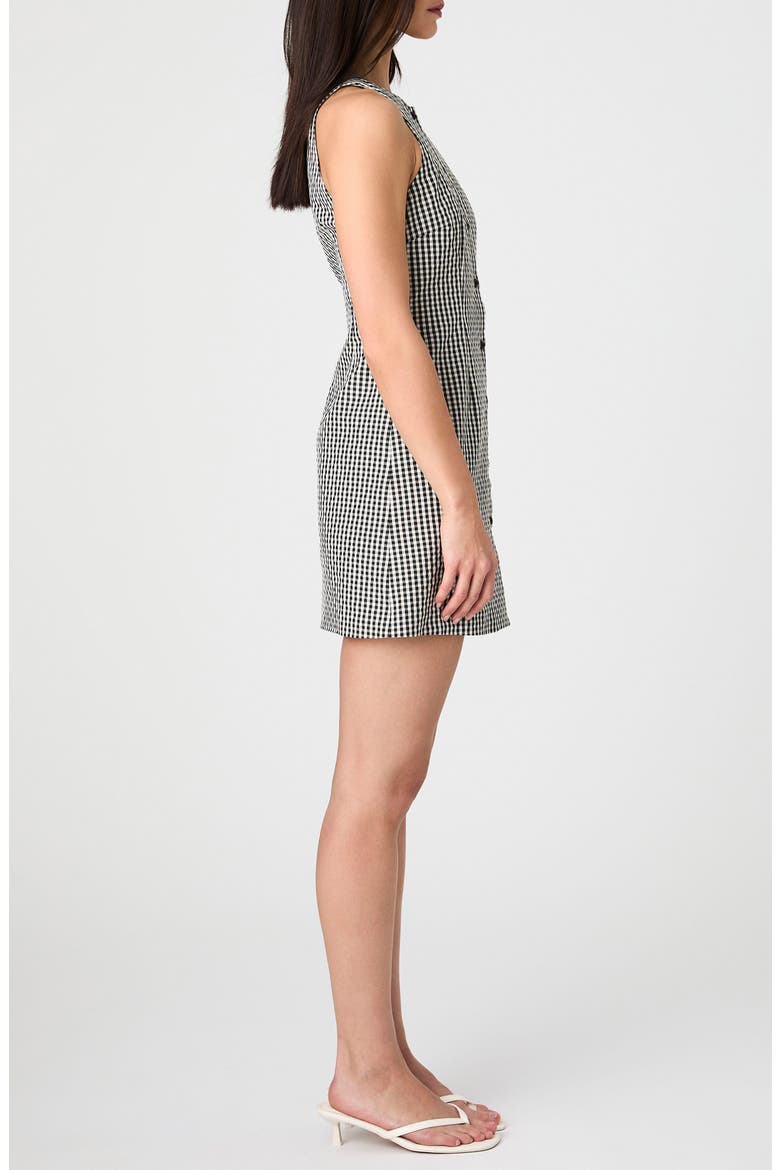 Gingham Sleeveless Cotton Minidress, Alternate, color, BLACK GINGHAM