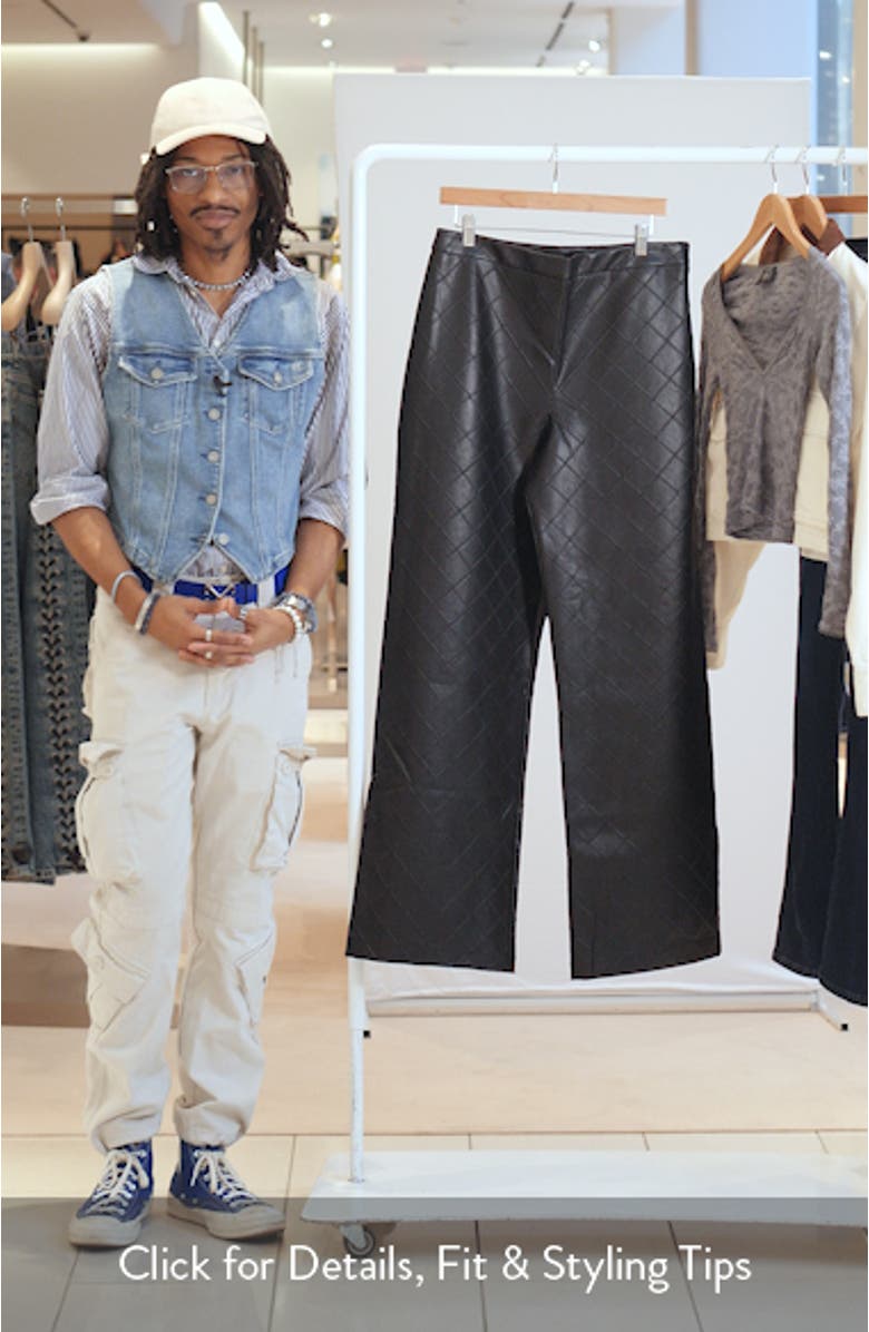 Diamond Stitched Faux Leather Pants, sales video thumbnail