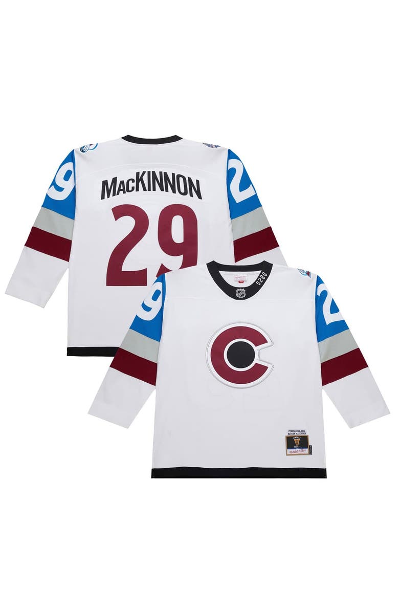 Mitchell & Ness Men's Nathan MacKinnon White Colorado Avalanche 2016-17 Power Play Jersey, Main, color, 