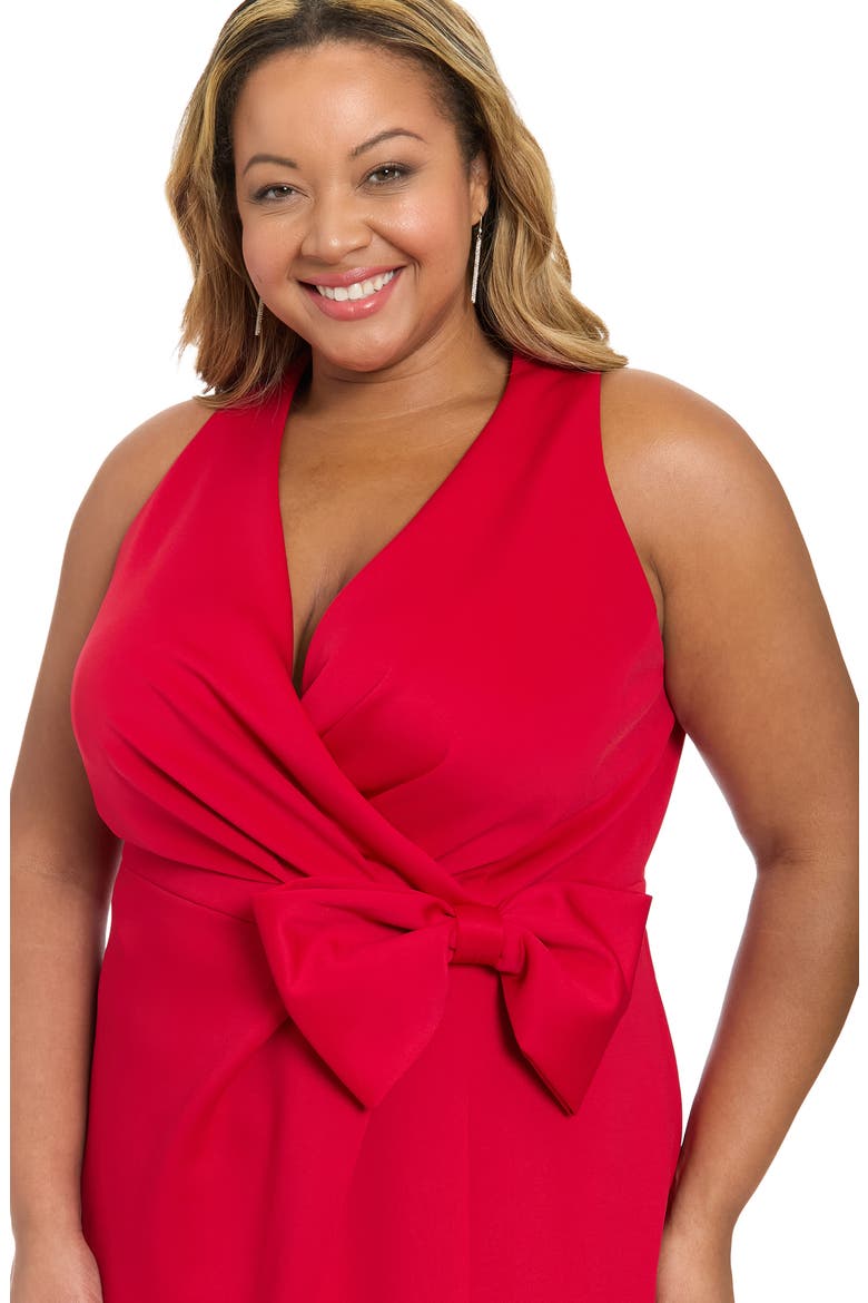 Techno Bow Surplice Scuba Knit Dress, Alternate, color, RED
