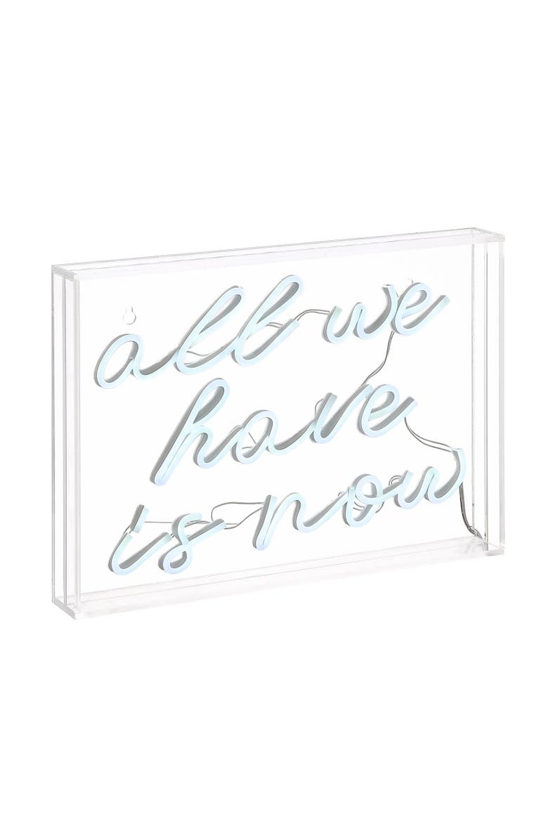 JONATHAN Y All X 10" Contemporary Glam Acrylic Box USB Operated LED Neon Light, Main, color, White