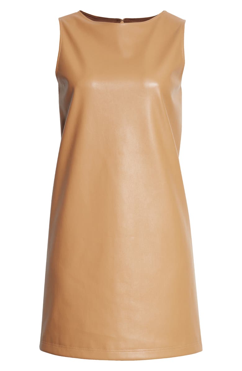 Theory Faux Leather Sleeveless Shift Dress, Alternate, color,