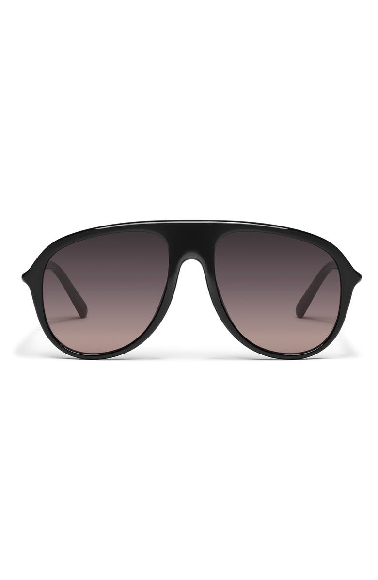 QUAY Chart Topper 54mm Aviator Sunglasses, Main, color, Black/ Smoke Taupe