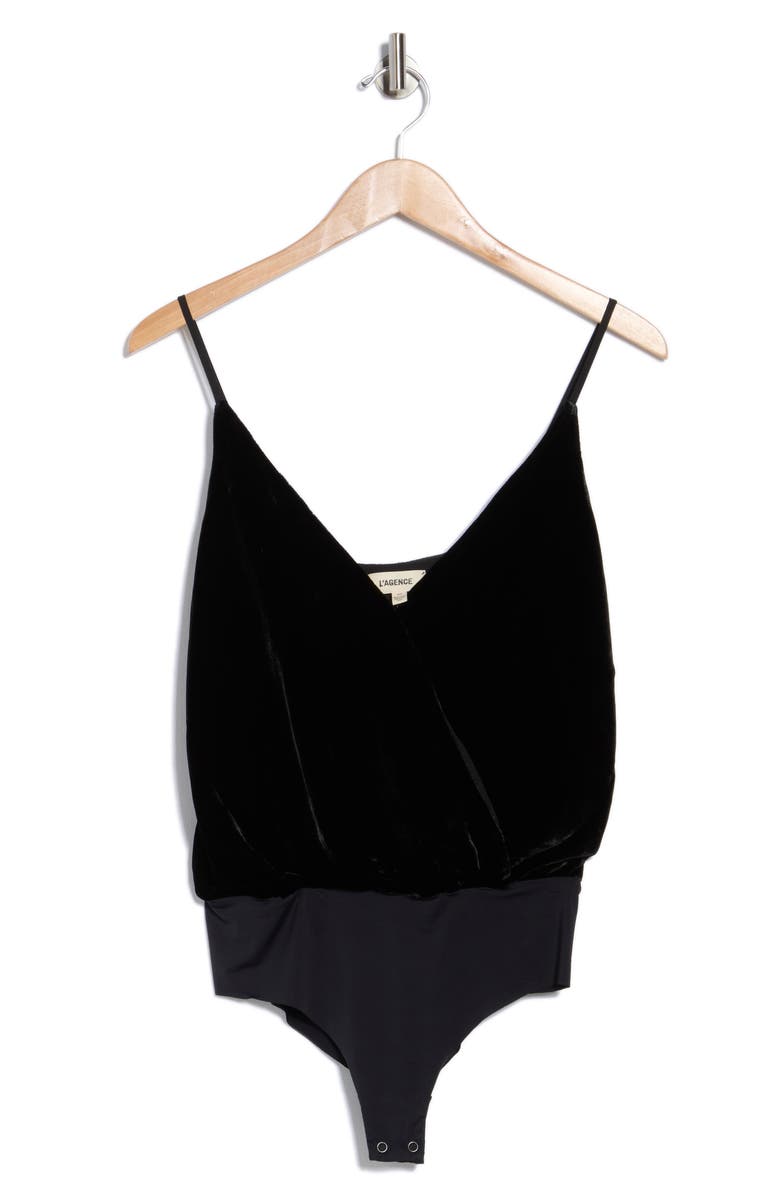 L'AGENCE Jaxon Draped Bodysuit, Alternate, color, Black