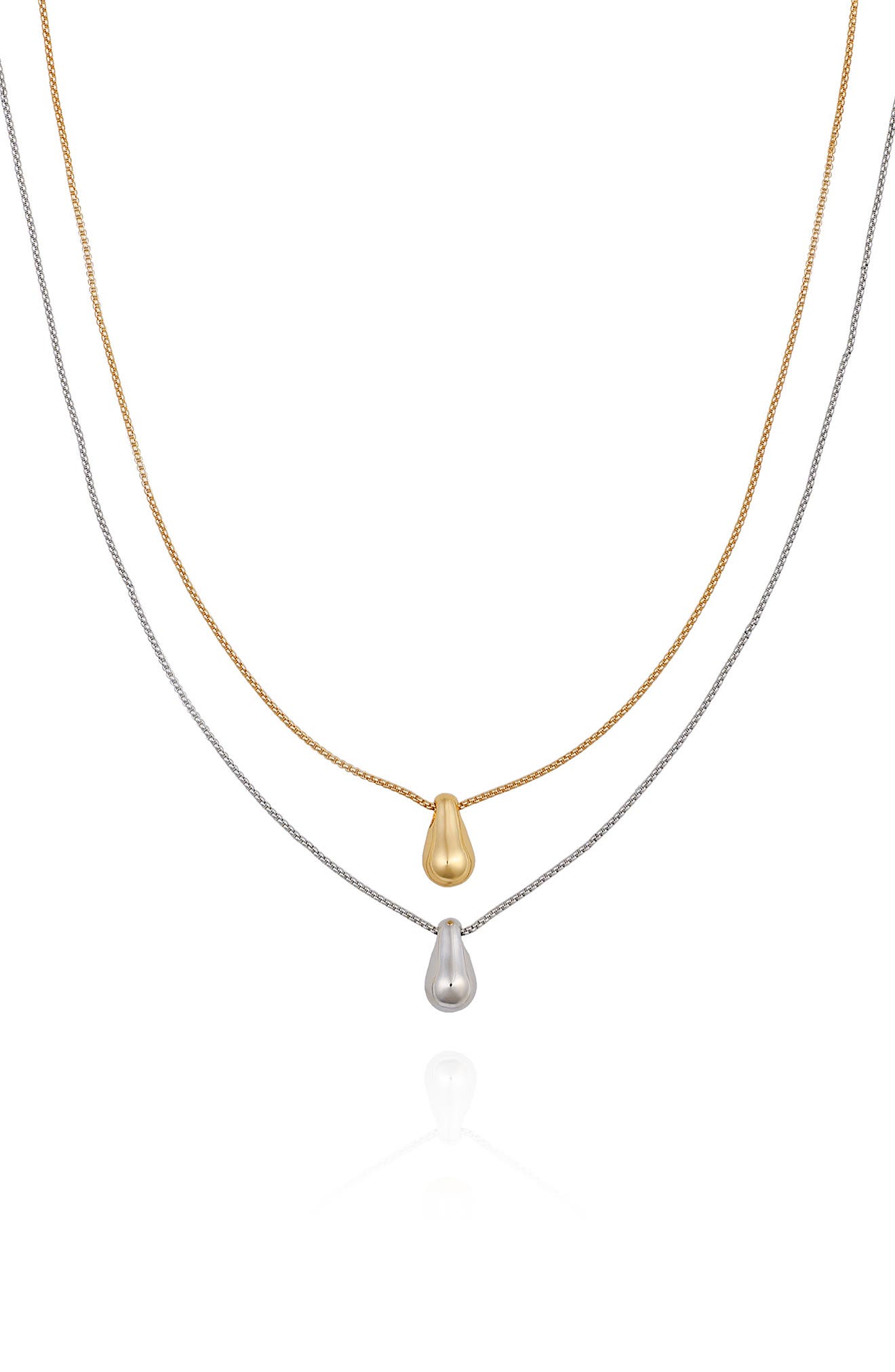 Vince Camuto Two-Tone Teardrop Pendant Layered Necklace