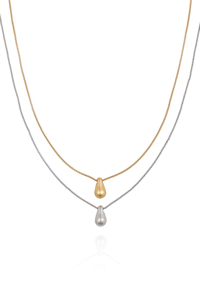 Vince Camuto Two-Tone Teardrop Pendant Layered Necklace, Main, color, Two Tone