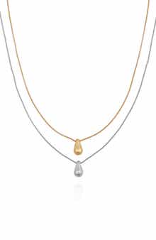 Vince Camuto Two-Tone Teardrop Pendant Layered Necklace