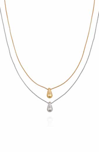 Vince Camuto Two-Tone Teardrop Pendant Layered Necklace