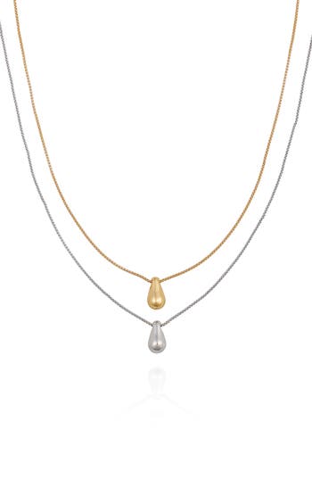 Vince Camuto Two-tone Teardrop Pendant Layered Necklace In Gold