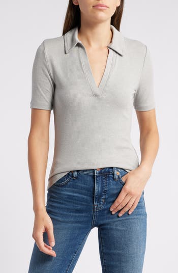 Madewell Drapey Rib Polo Top | Nordstromrack