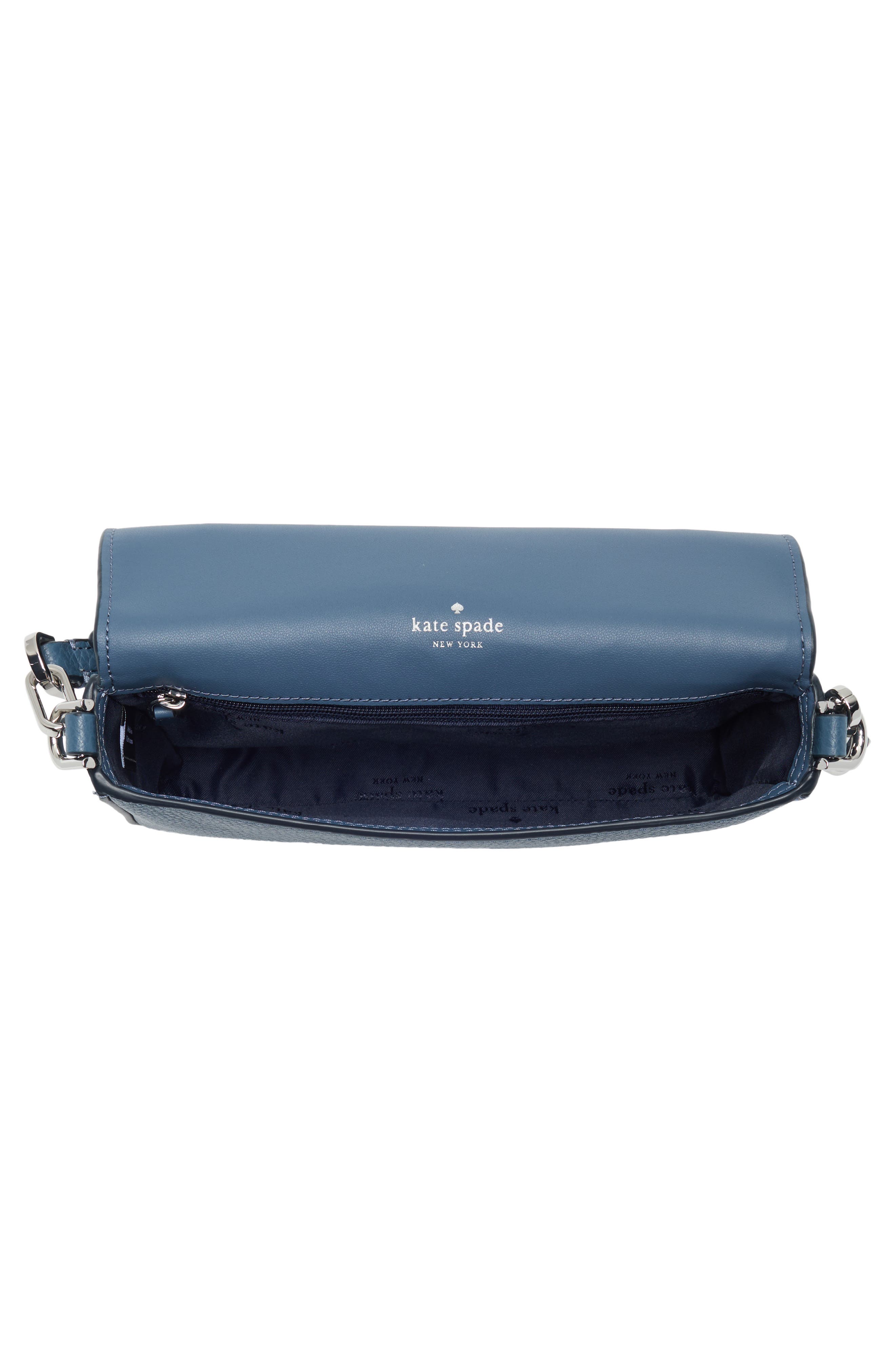 lena pebbled leather mini flap crossbody bag, Alternate, color, BLUESTONE