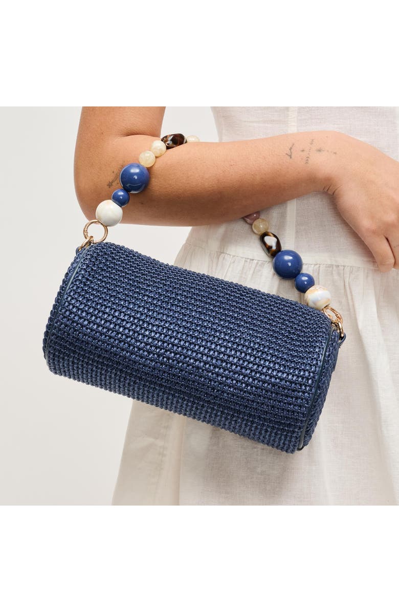 URBAN EXPRESSIONS HANDBAGS Rachel - Straw Clutch, Main, color, Navy