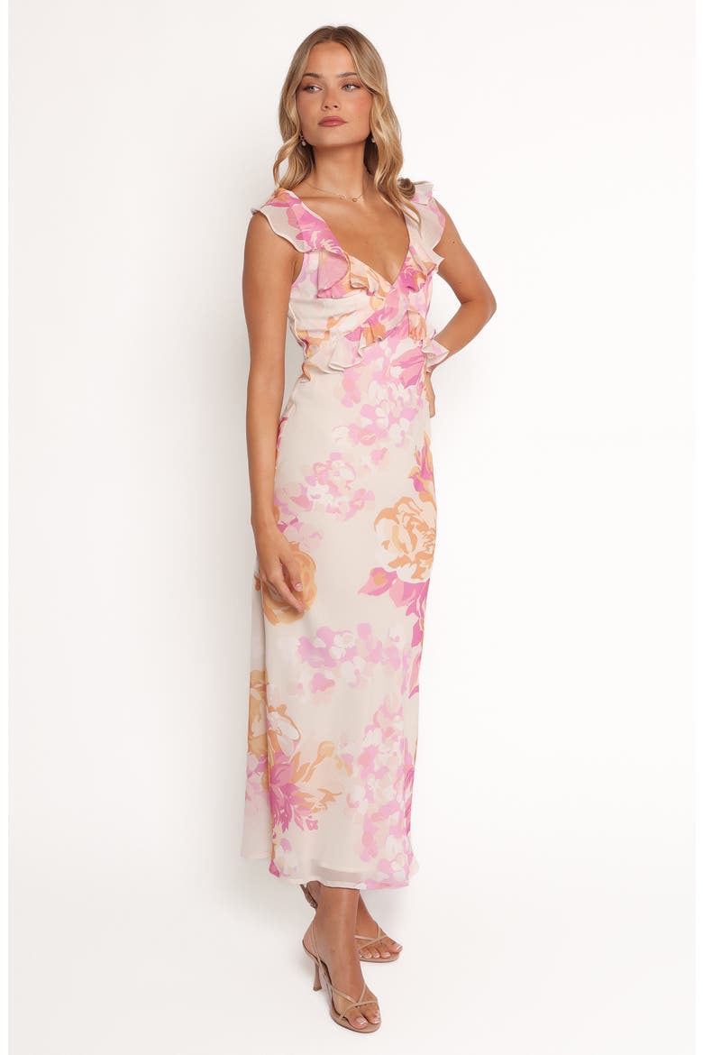 Kaori Ruffle Midi Cocktail Dress, Alternate, color, PINK FLORAL