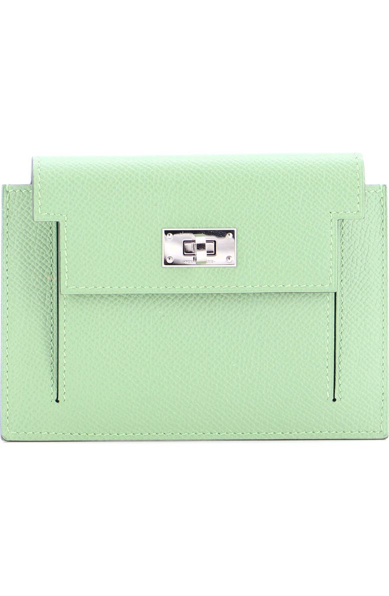 Pre-Owned Hermes Kelly Pocket Compact Wallet Epsom, Main, color, Vert Criquet