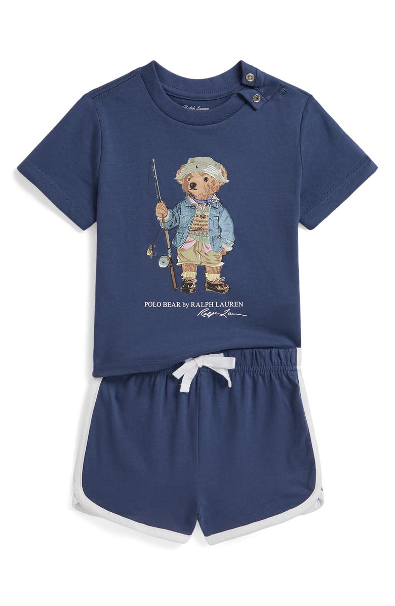 Ralph Lauren Cotton Jersey Knit Two-Piece Shorts Set, Main, color, Old Royal