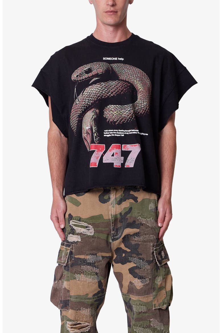 Snake Graphic Cutoff T-Shirt, Alternate, color, VINTAGE BLACK