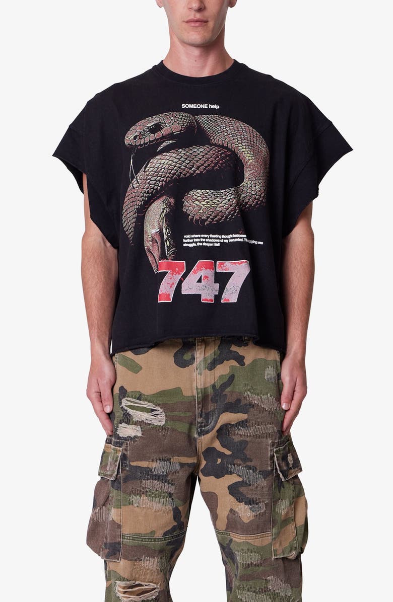 mnml Snake Graphic Cutoff T-Shirt, Alternate, color, Vintage Black
