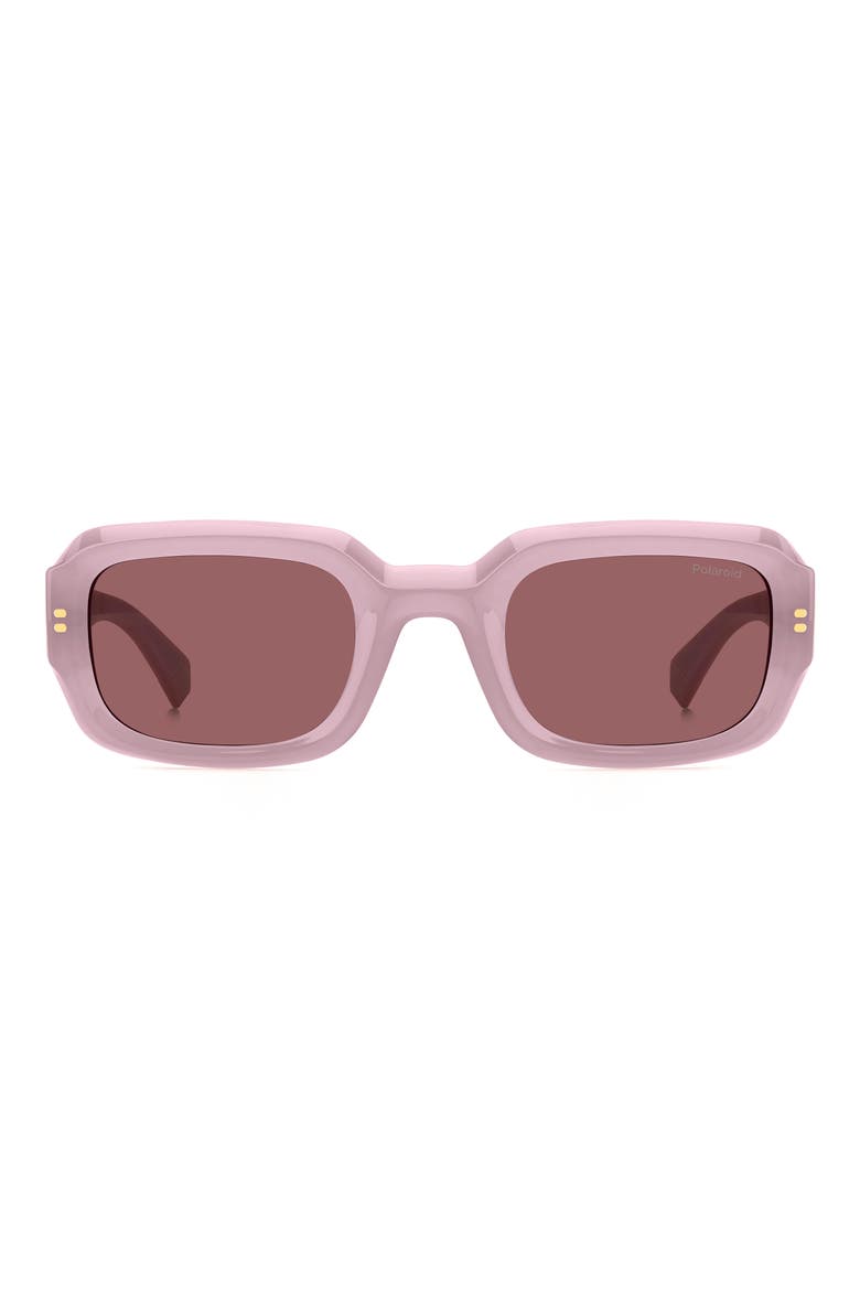 51mm Polarized Rectangular Sunglasses, Main, color, PINK/ VIOLET POLAR