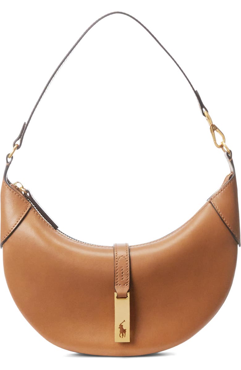 Polo Ralph Lauren Mini Sport Calf Leather Shoulder Bag, Main, color, Tan