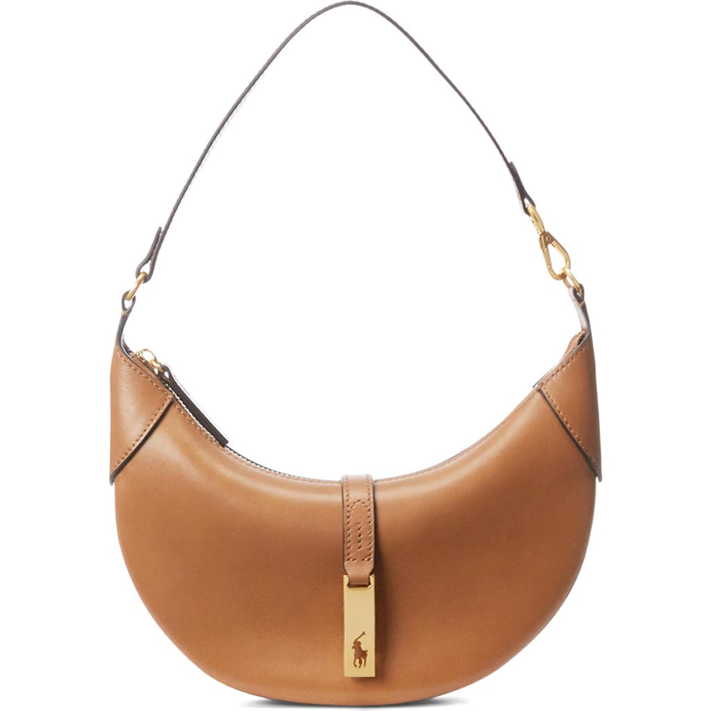 Polo Ralph Lauren Mini Sport Calf Leather Shoulder Bag In Brown