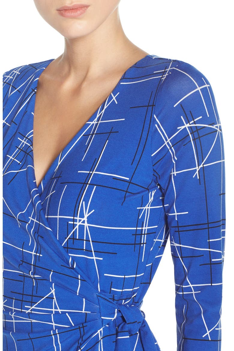 Print Faux Wrap Dress, Alternate, color, ELECTRIC TRIANGLES PRINT