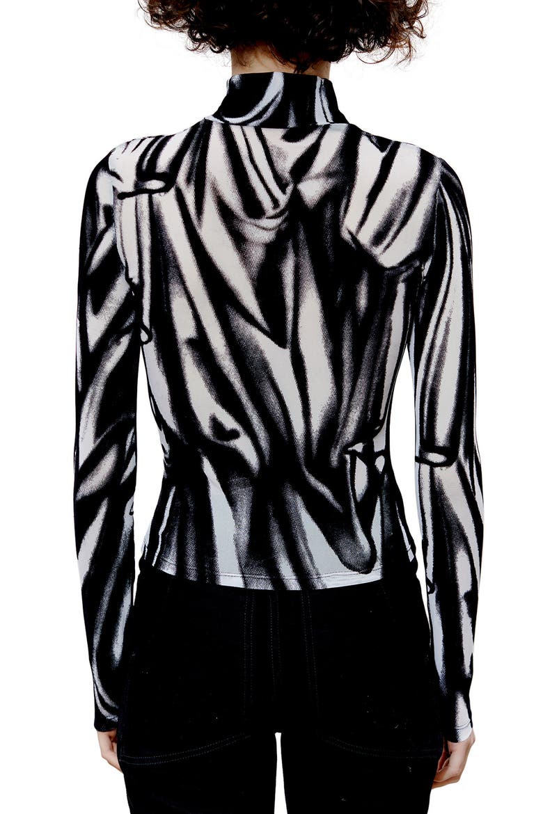 Illusion Print Turtleneck, Alternate, color, BLACK AND WHITE