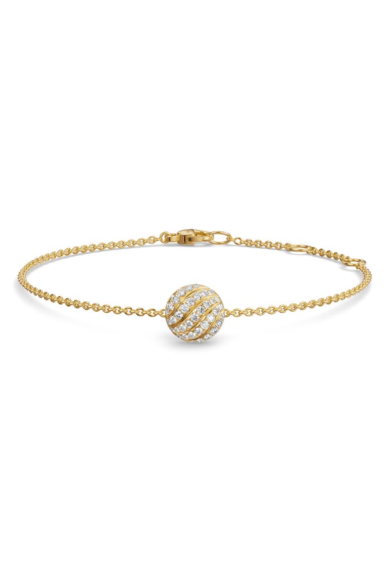 Sculpted Cable Center Station Chain Bracelet in 18K Yellow Gold with Diamonds, 10mm, Alternate, color, GOLD