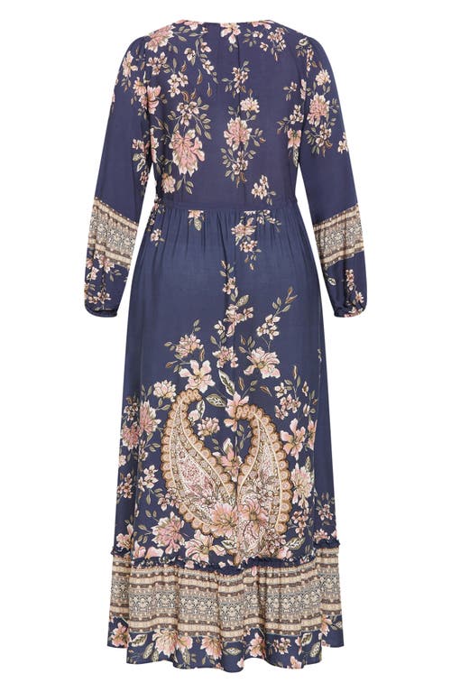 City Chic Destiny Floral Tie Waist Maxi Dress In Multi