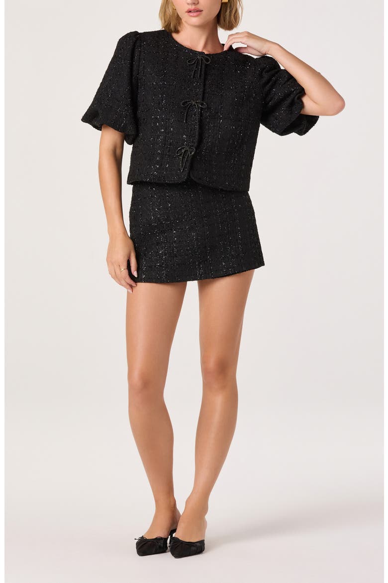 Metallic Tweed Mini Skort, Alternate, color, BLACK