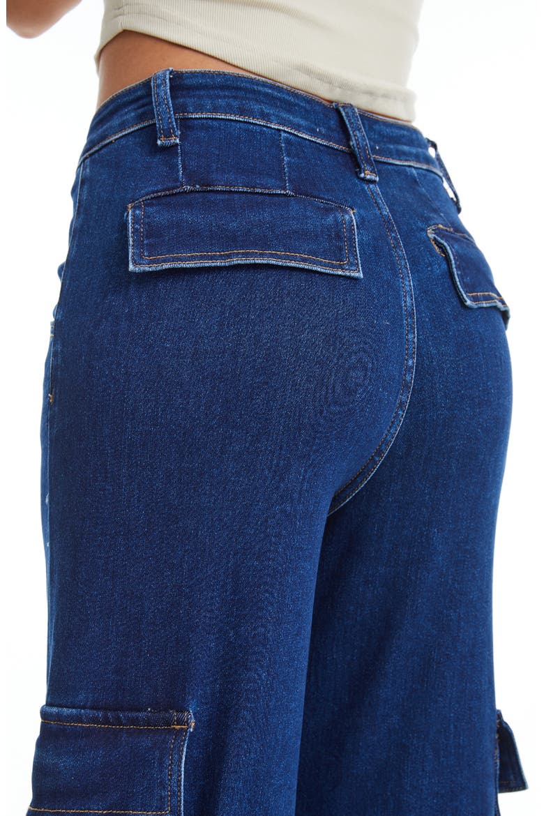 High Waist Flare Leg Cargo Jeans, Alternate, color, DARK SKY