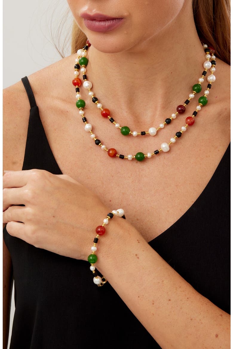 Cultured Pearl and Gemstone Bracelet, Alternate, color, MULTI COLOR
