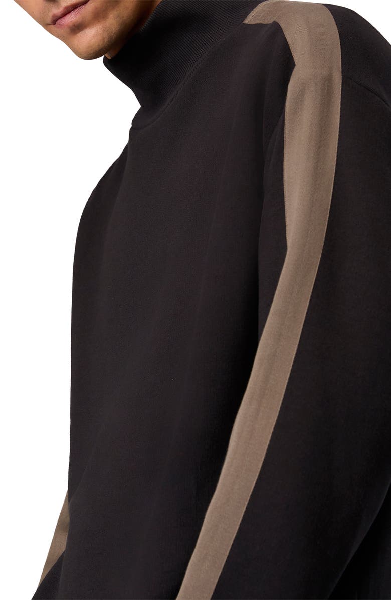 rag & bone Mixed Media Mock Neck Sweatshirt, Alternate, color, Black