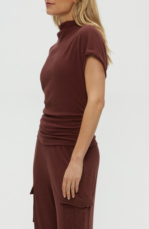 Michael Stars Lara Mock Neck Rib Sweater In Brown