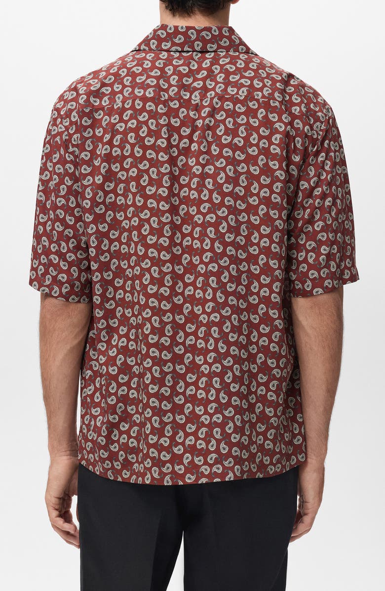 MANGO Print Regular Fit Short Sleeve Button-Up Camp Shirt, Alternate, color, Cherry