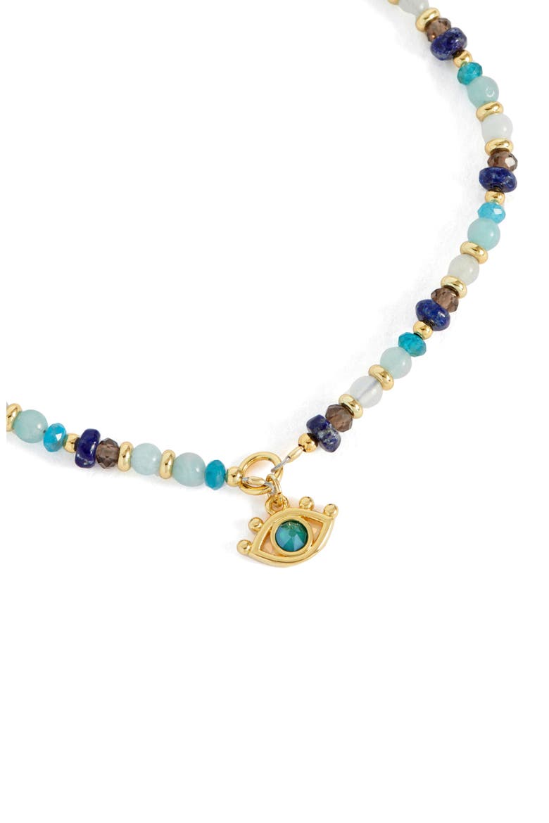 Evil Eye Faceted Stone Charm Bracelet, Alternate, color, GOLD PLATED
