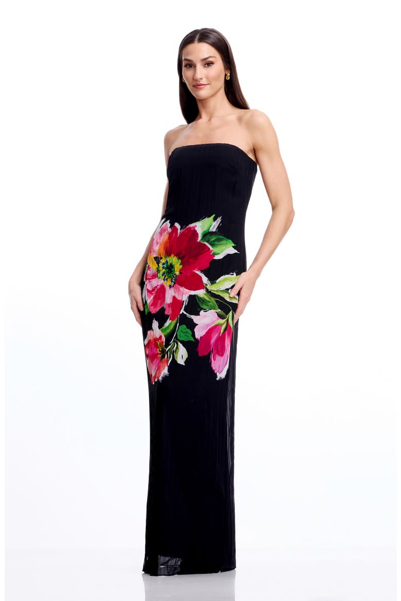 Linda Floral Strapless Gown, Alternate, color, BLACK MULTI