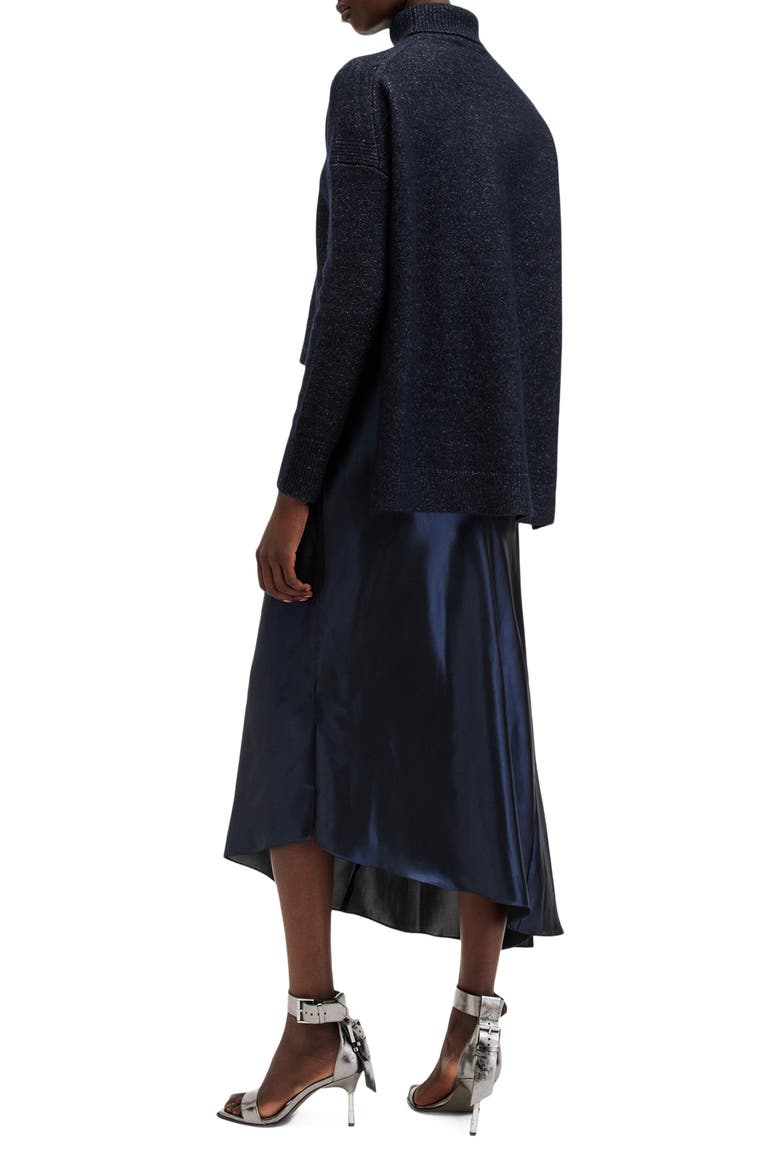 Amos Asymmetric Satin Slipdress and Sparkle Sweater Set, Alternate, color, MIDNIGHT BLUE