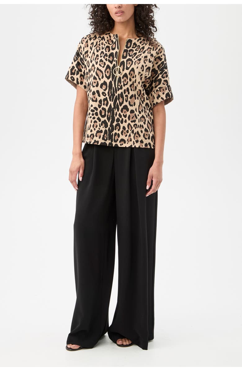 Trina Turk Stagehands Short Sleeve Leopard Top, Alternate, color,