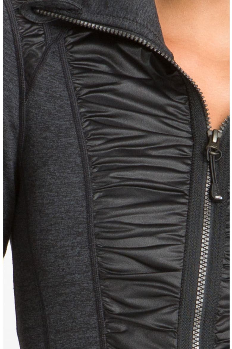 Ruching Detailed Jacket, Alternate, color, BLACK MELANGE / BLACK