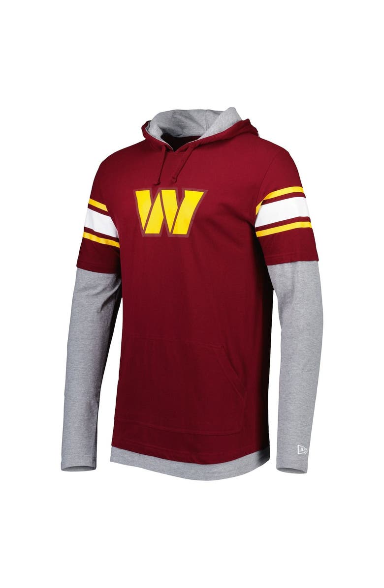 New Era Men's New Era Burgundy Washington Commanders Long Sleeve Hoodie T-Shirt, Alternate, color, 