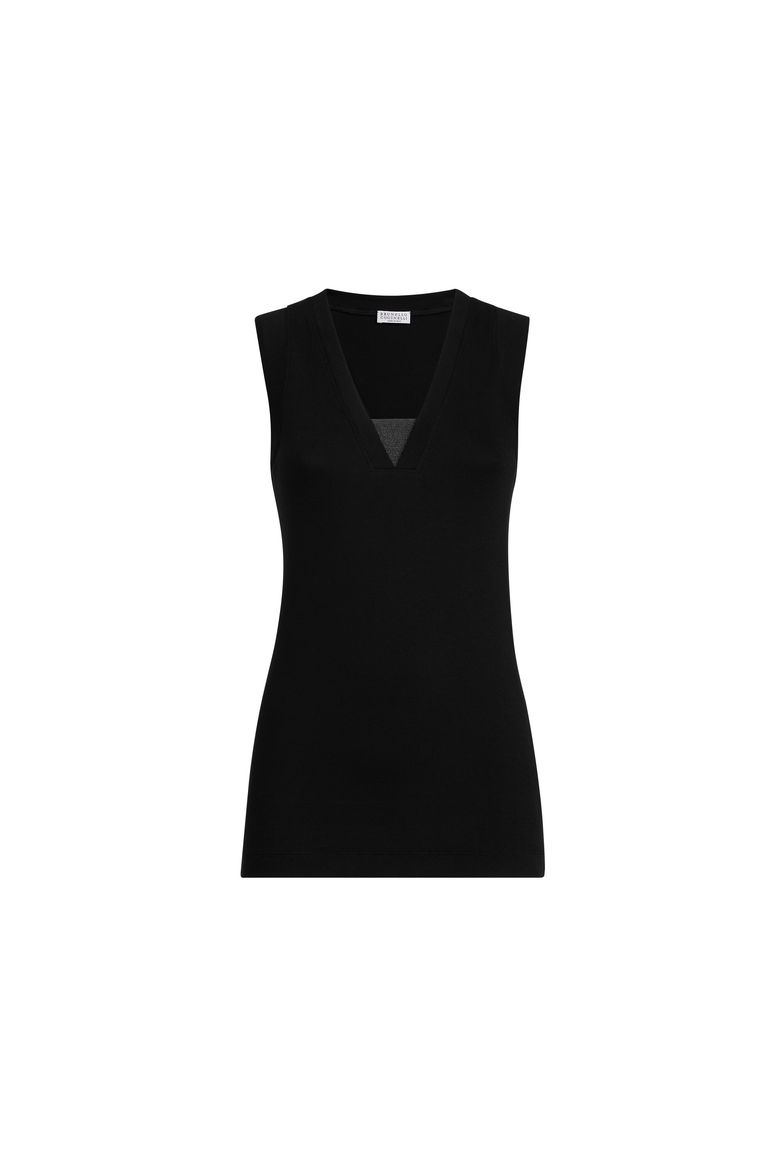 Ribbed jersey top, Alternate, color, Black