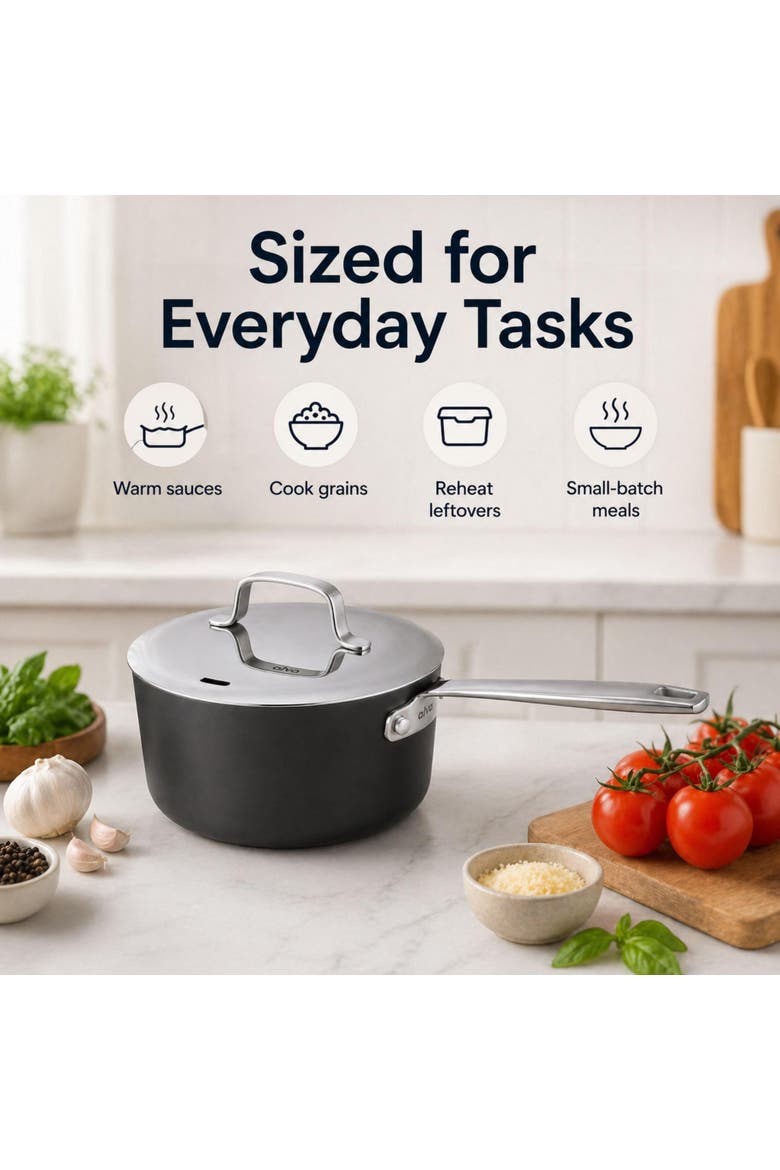 Maestro Ceramic Nonstick Saucepan with Lid, 2-Qt., Alternate, color, Black