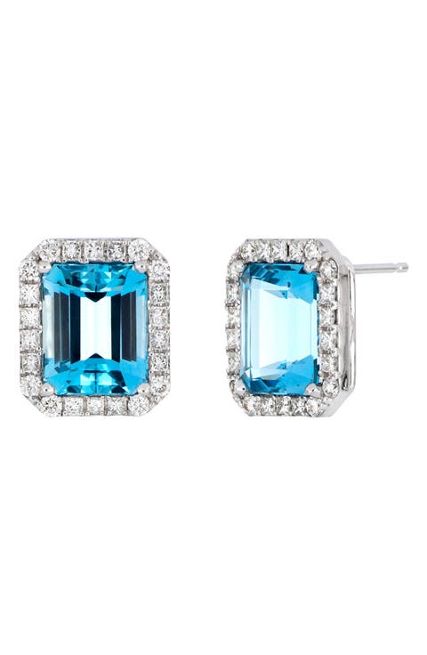 Aquamarine & Diamond Stud Earrings (Nordstrom Exclusive)