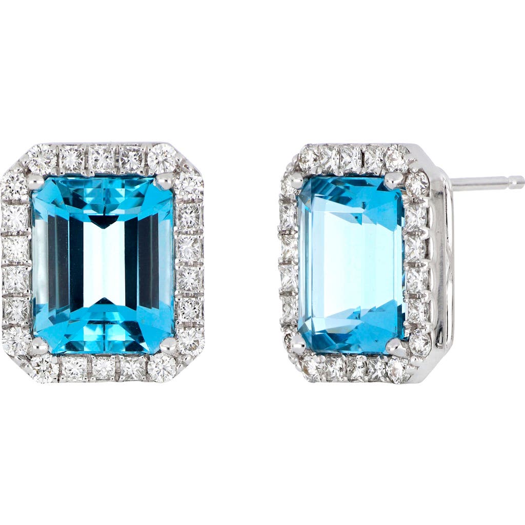 Bony Levy Aquamarine & Diamond Stud Earrings In Silver