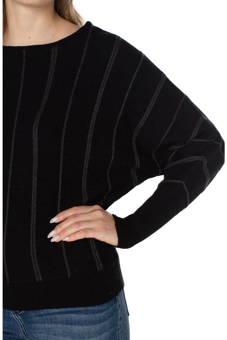 Links Stitch Batwing Sleeve Sweater, Alternate, color, BLACK